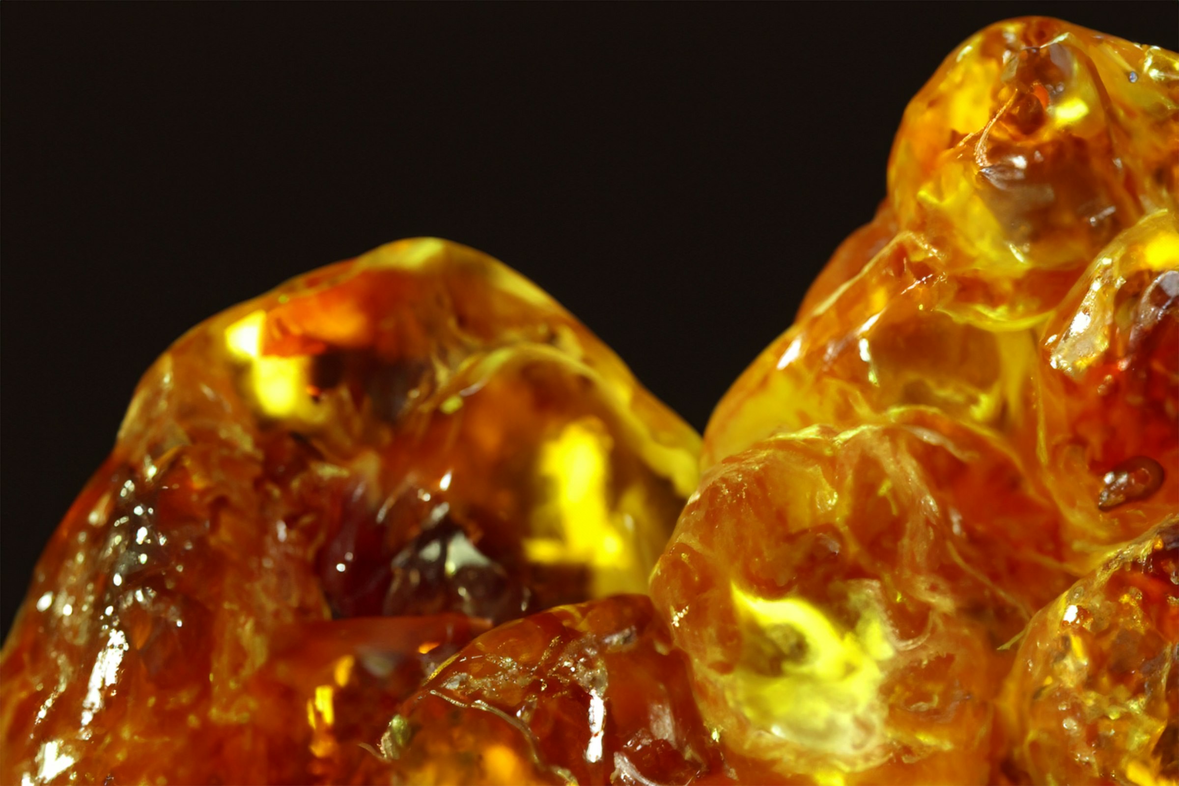 Raw amber resin catching the light