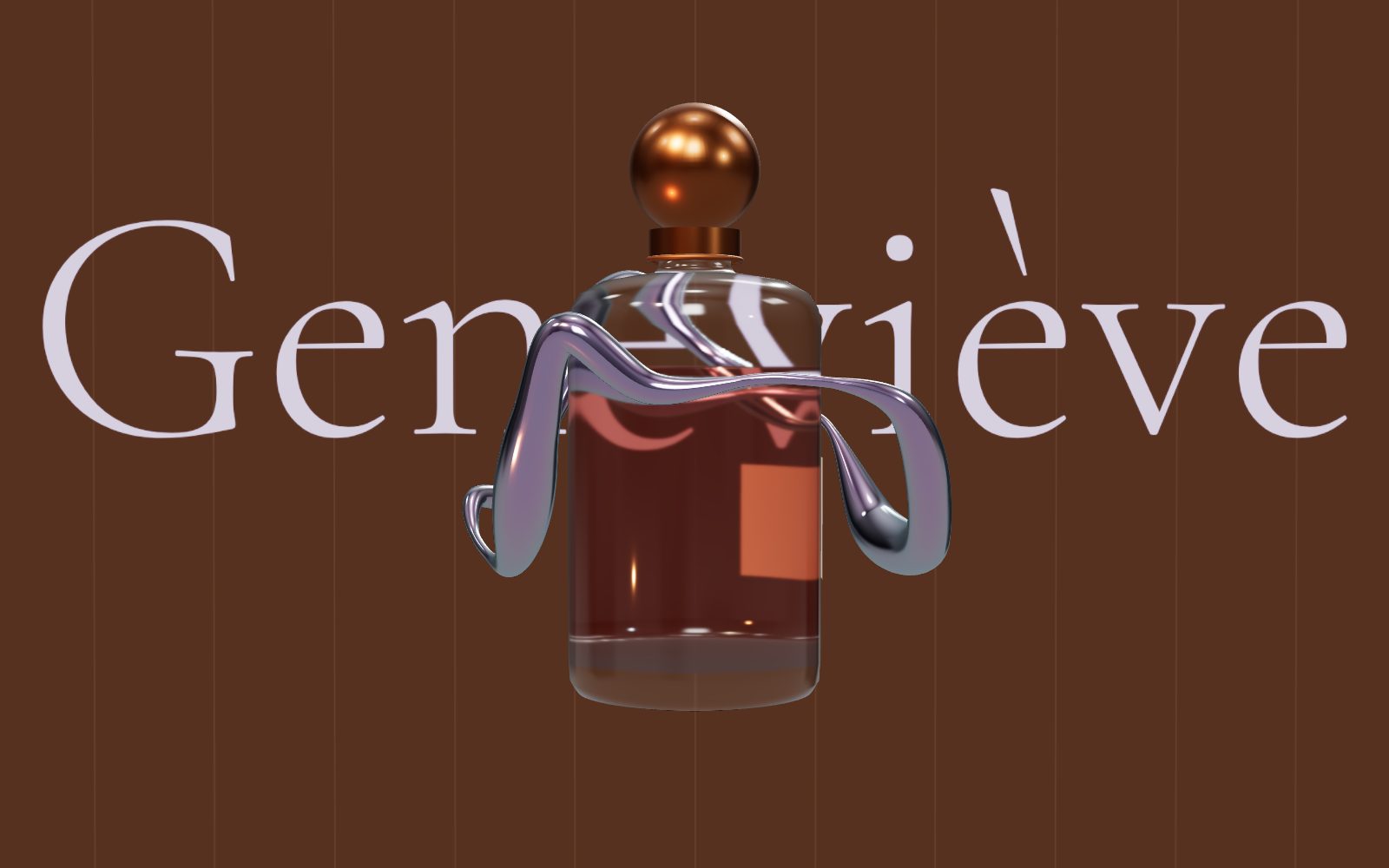 The Geneviève bottle wrapped in a ribbon of liquid chrome